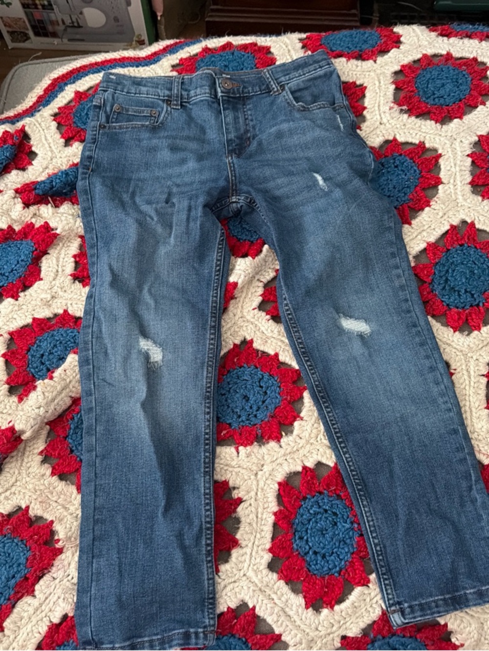 wonder nation Medium Blue Straight-Leg Distressed Jeans